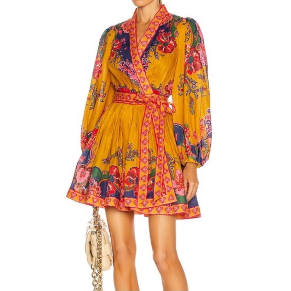 Floral Wrap Dress in Yellow
